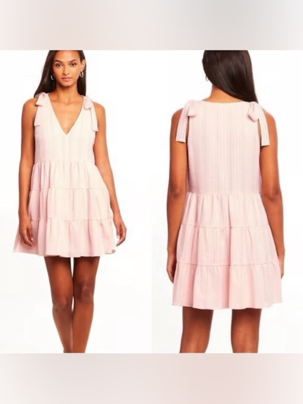Amanda Uprichard Pink Tie Strap Tiered Mini Dress Cotton Lined Size Medium